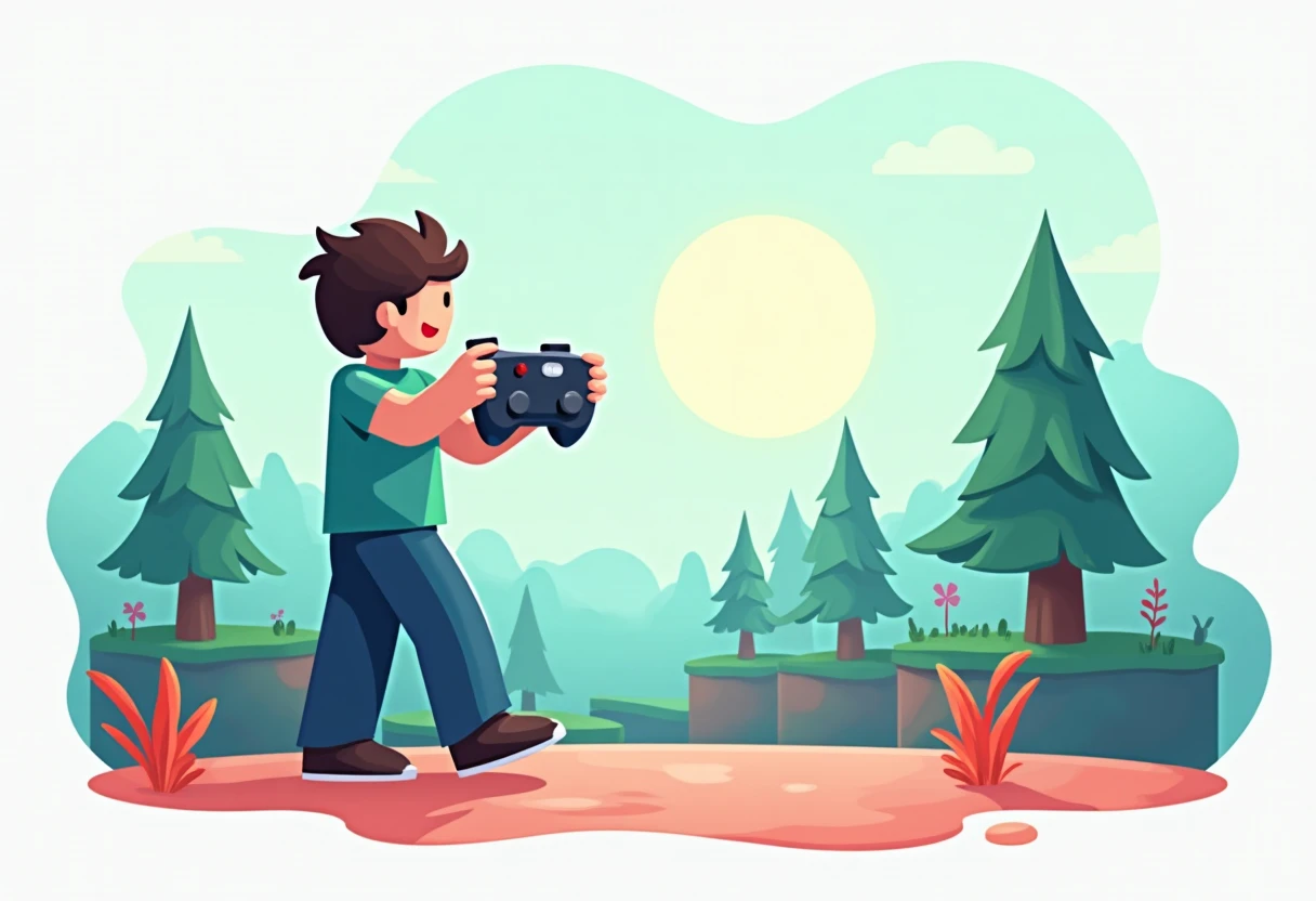 Jogador de Minecraft explorando